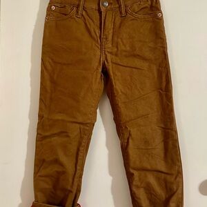 GAP boys Tan Canvas Pants with red fleece lining.  Size 7